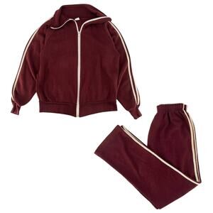 80s track suit maroon stripe side 1980s vintage